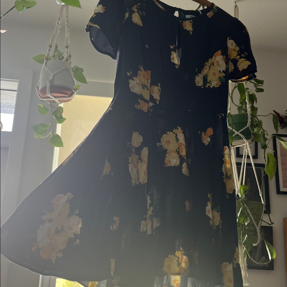 Kimchi Blue Navy and Yellow Floral Mini Dress
